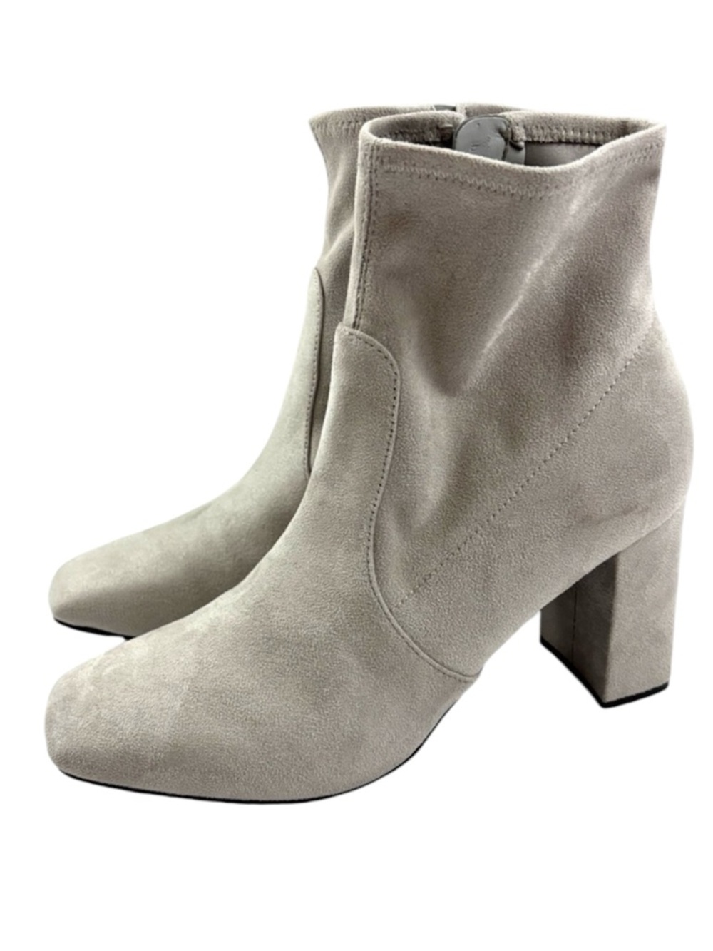 Marc Fisher Gray Faux Suede Covered Zip‎ Ankle Block Heel Boots